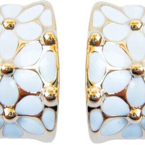 Colorful Rainbow Enamel Leaves Flower Earrings with Omega Back